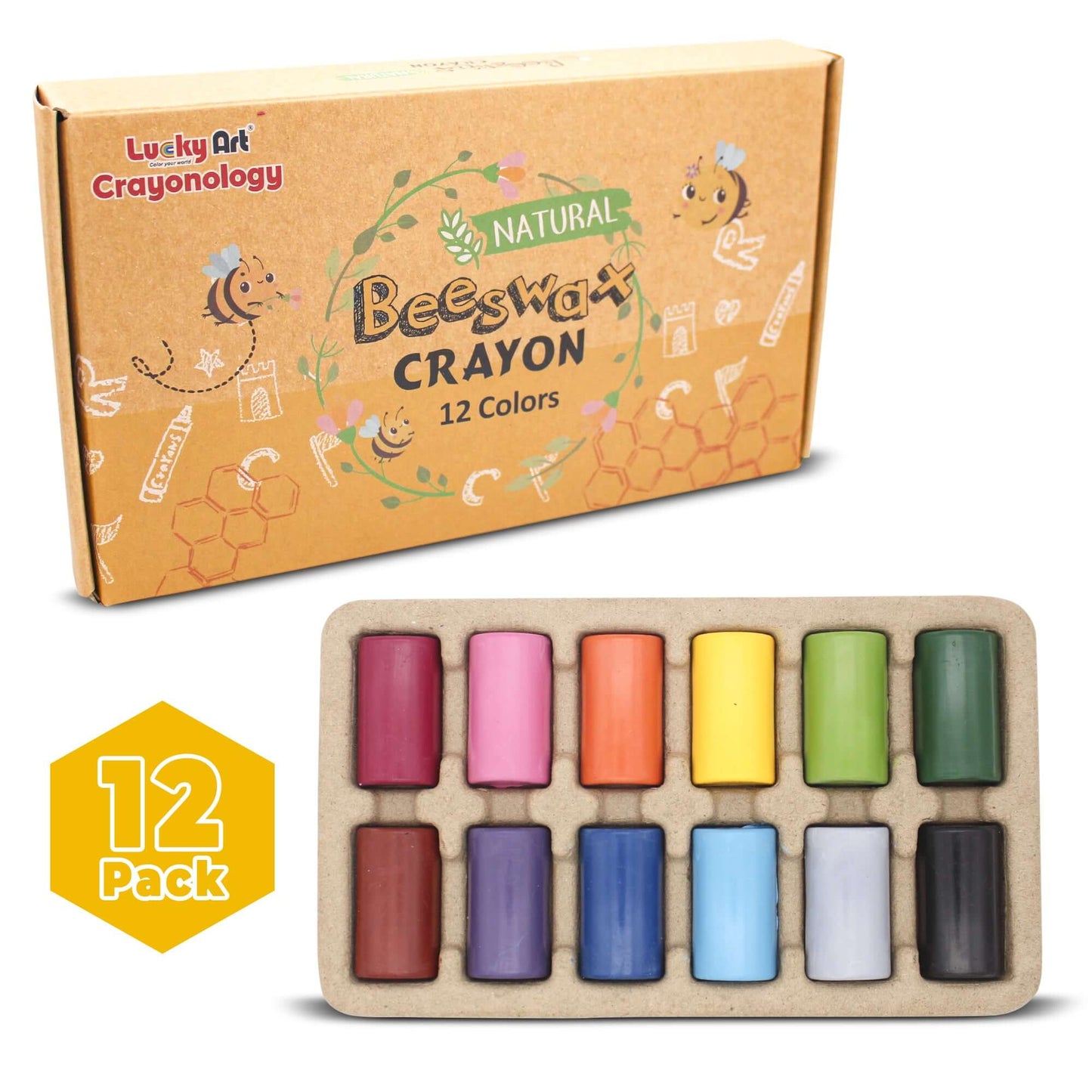 Natural Beeswax Crayons – 12 Colors