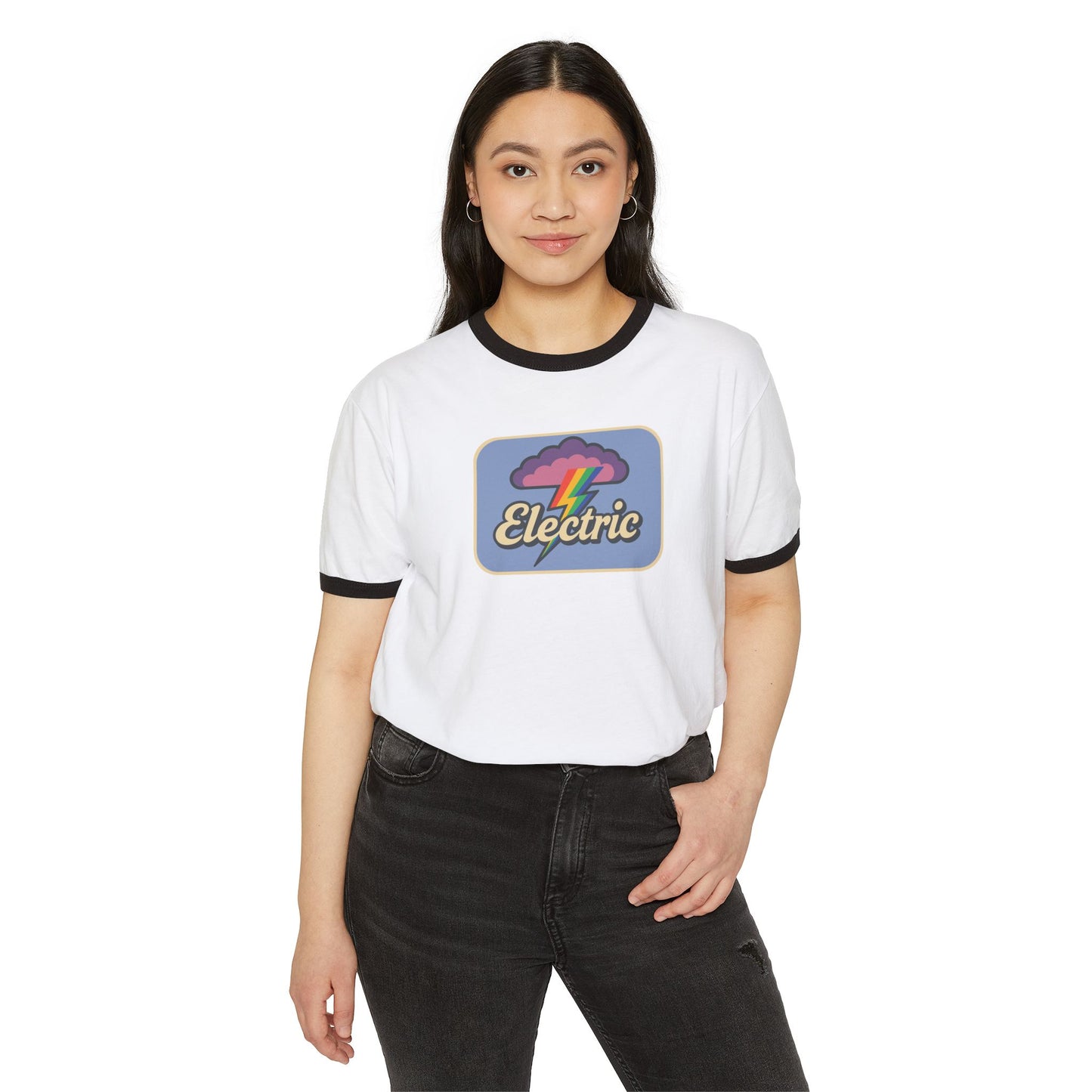 Electric Bolt Retro Ringer Tee (Unisex)