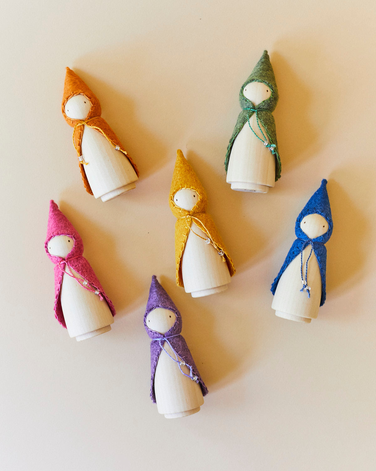 Rainbow Wooden Gnome Set