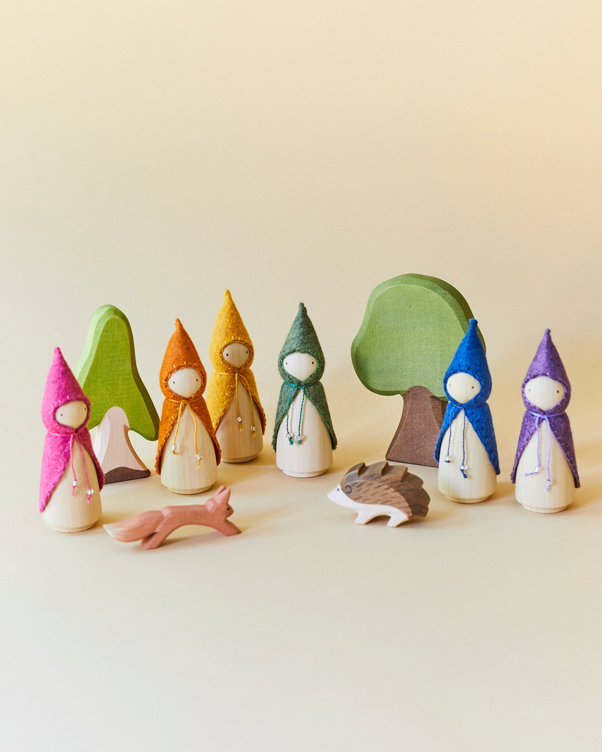 Rainbow Wooden Gnome Set