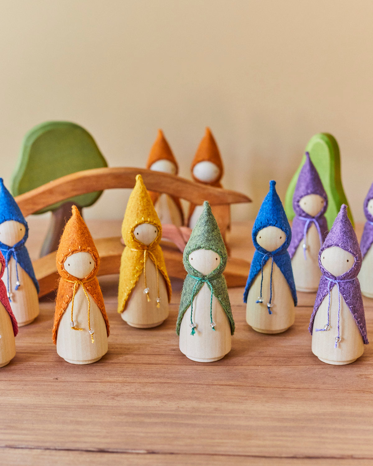 Rainbow Wooden Gnome Set