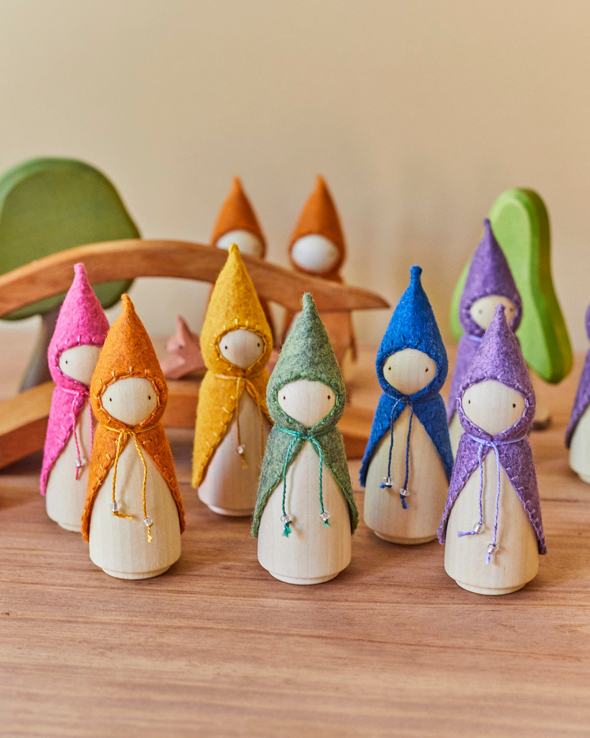 Rainbow Wooden Gnome Set