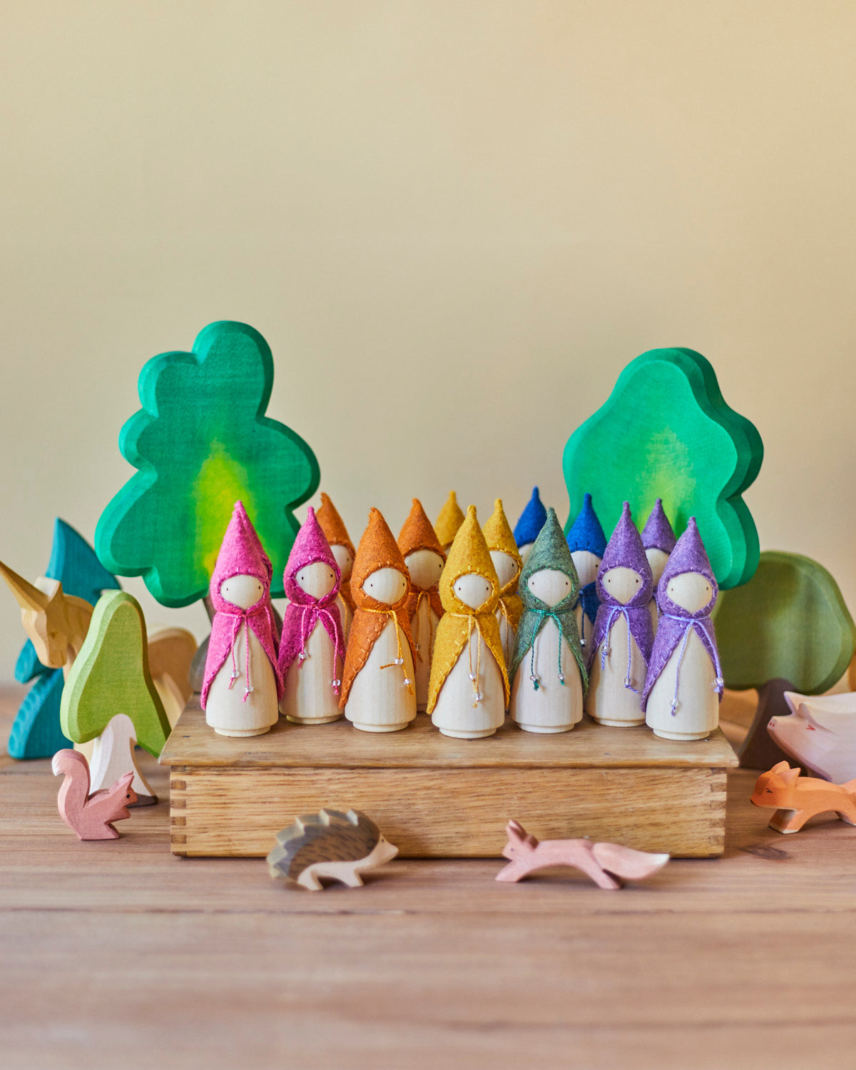 Rainbow Wooden Gnome Set