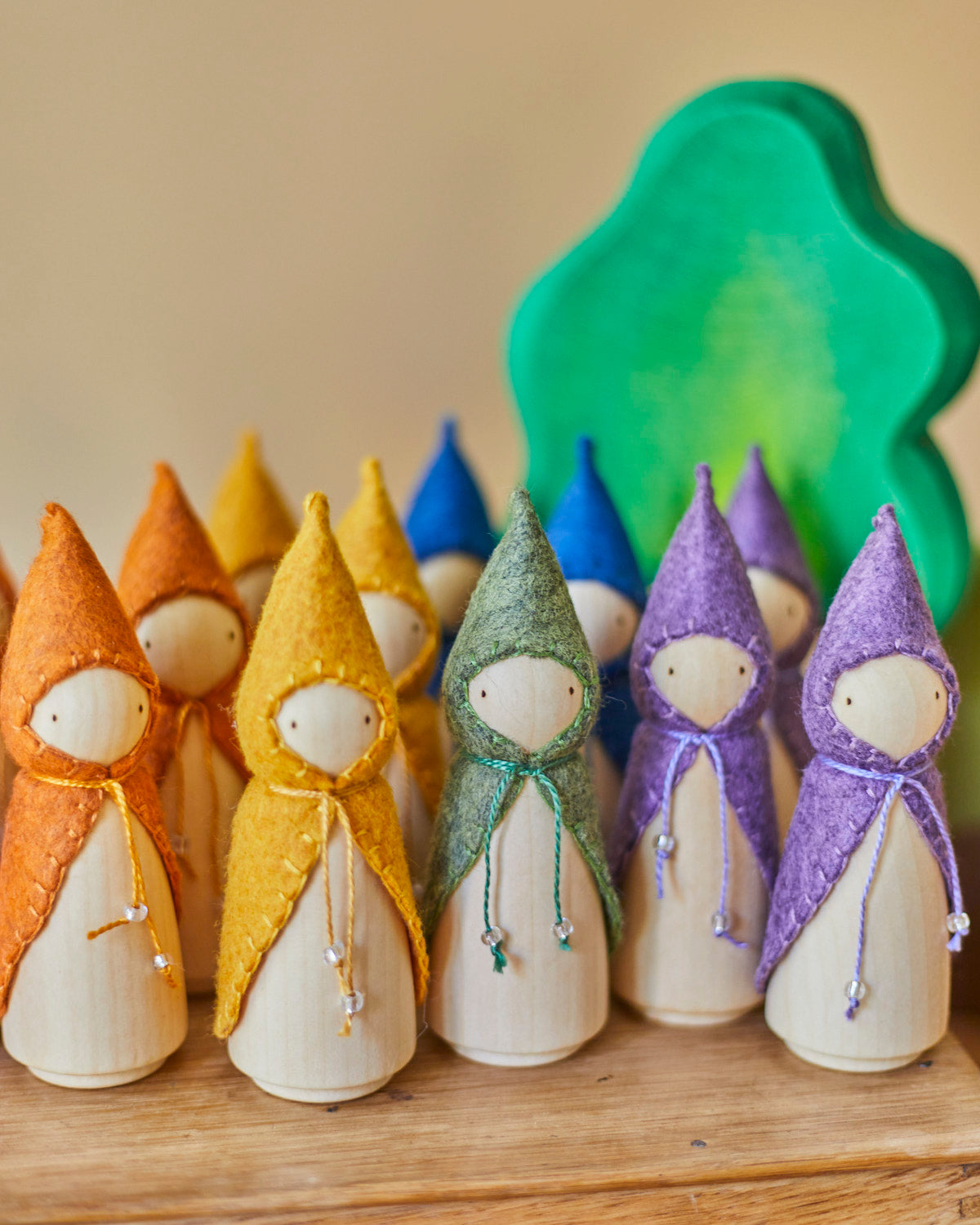 Rainbow Wooden Gnome Set