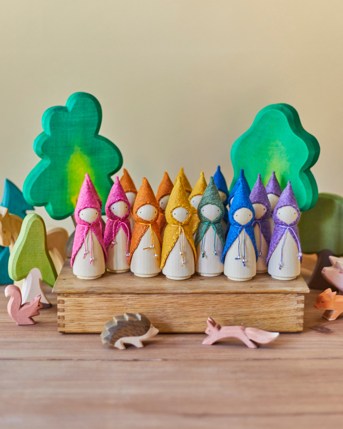 Rainbow Wooden Gnome Set